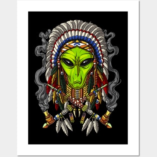 Alien Native American Chief Posters and Art